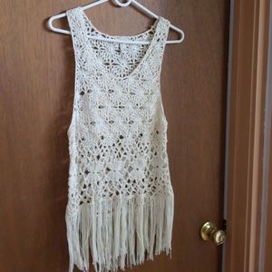 Sunflower knit fringe tank